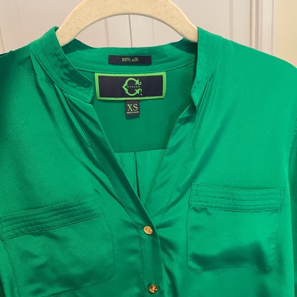 Emerald green silk blouse - Picture 6 of 6